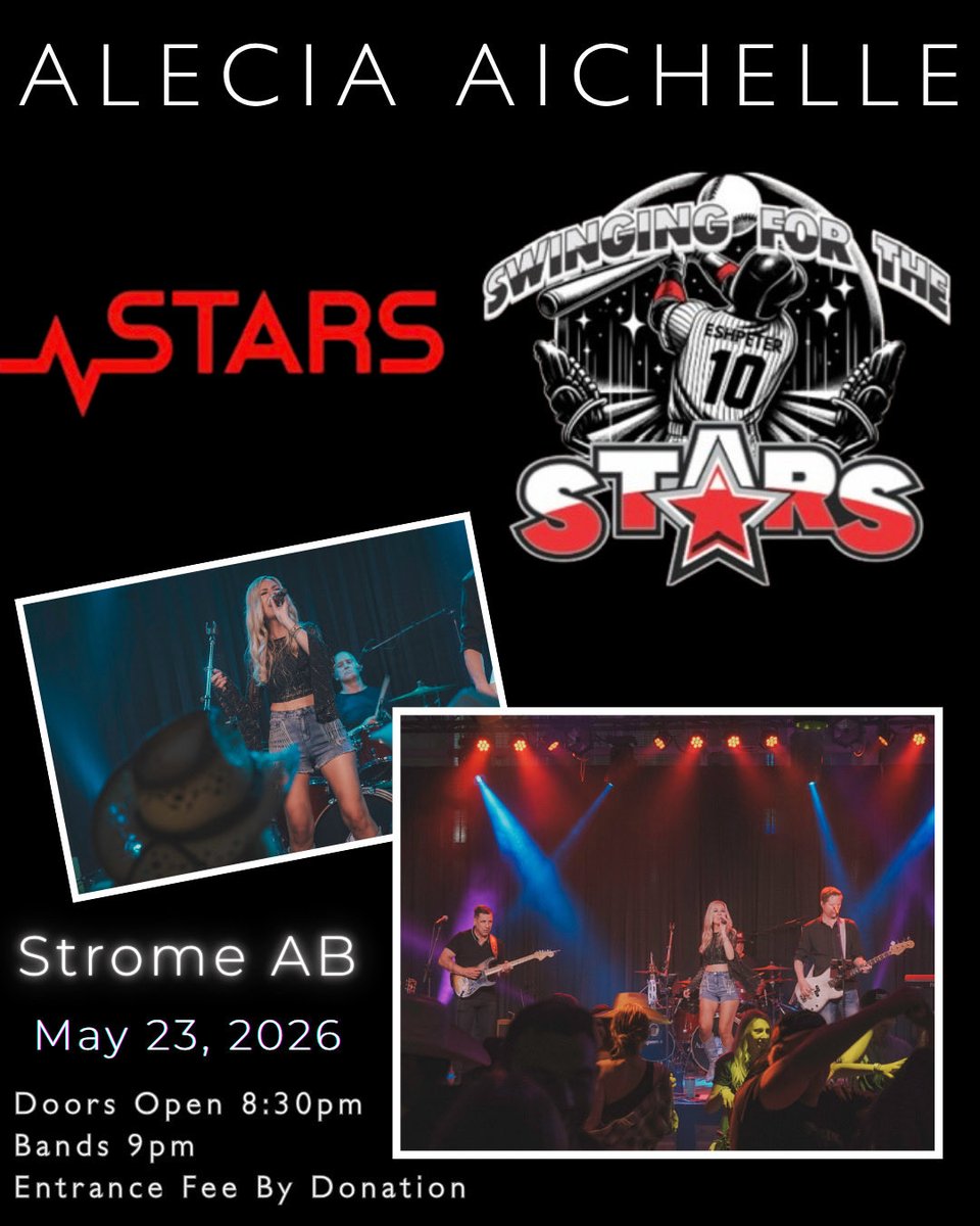 AleciaAichelle's tweet photo. The Band and I had an awesome time playing the STARS air ambulance benefit in Strome AB in May!! A great night for a great cause!! โค๏ธ๐ต #starsairambulance #countryband #benefitconcert #alberta #countrymusic #stars https://t.co/qjuokmCL8Q