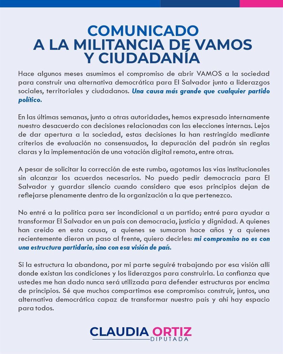 ClaudiaOrtizSV's tweet photo. Hay momentos en los que la pregunta más importante no es cuál es el siguiente paso, sino si el camino que estamos recorriendo sigue conduciendo al destino que nos propusimos. 

¿Hacia dónde VAMOS con VAMOS?

Hoy me encuentro haciendo esa reflexión. https://t.co/ZalsfCqLYq