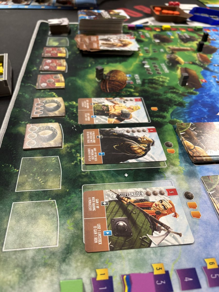 PogleWogle's tweet photo. A game this evening of Raiders of the North Sea with both expansions. Tim 75, Me 71, Becky 57, Jon 56. #boardgames https://t.co/M9KrOaIliv