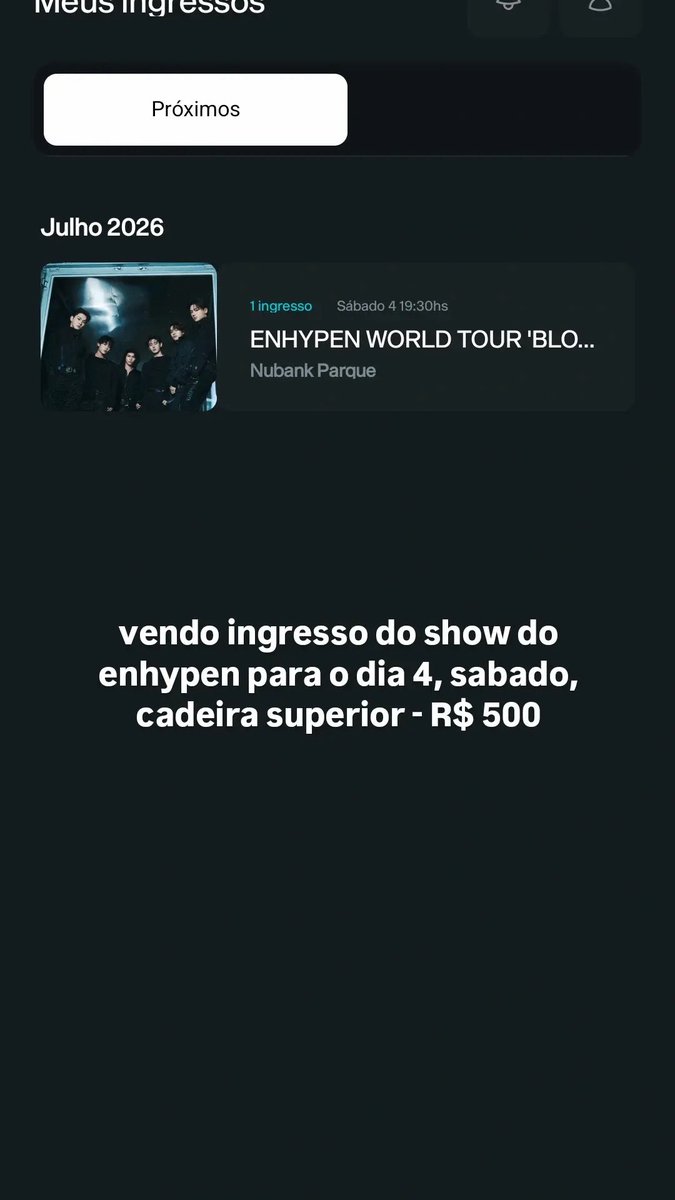 i2sugash's tweet photo. INGRESSO ENHYPEN, minha amiga comprou o ingresso mas não conseguiu a passagem pra sp, alguém tem interesse??? https://t.co/KQNQpbbBl9