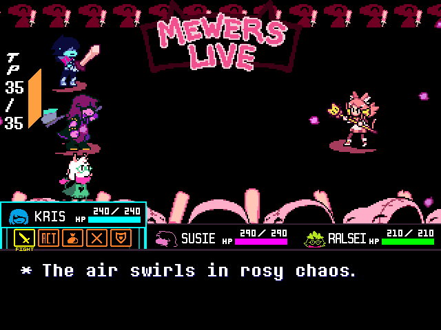 fambramb's tweet photo. not a single Deltarune-related lore reason for Mew Mew's Dummys from Undertale to be here cheering her on btw. they genuinely traveled the multiverse to cheer her on. these guys are so sweet https://t.co/aBpdDCxqjd