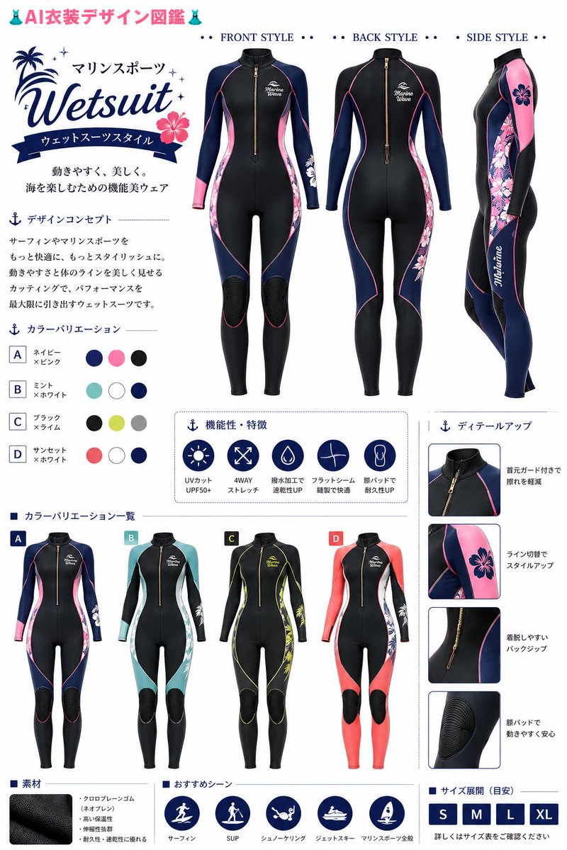 👗AI衣装デザイン図鑑👗 Megumix Idol Swimwear Collection MARINE