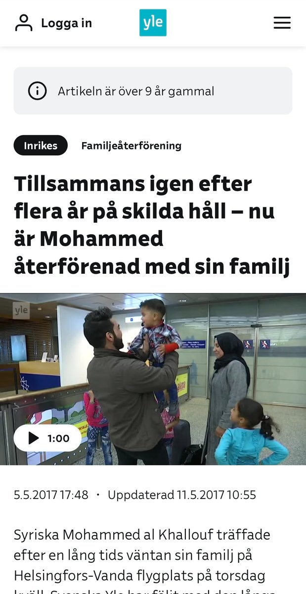smlmkl's tweet photo. Tämä se on taas täysin tarpeeton uutinen Suomessa.
Yle teki kaikkensa saadakseen tämän PAREMMAN ELÄMÄN perässä Suomeen saapuneen turvapaikanhakijan perheen raahattua Suomeen.
2016 Ylen uutisessa Mohammed oli Suomessa hakemassa turvapaikkaa PAREMMAN ELÄMÄN takia, ja vaimo lapsineen Turkissa.
2017 toukokuussa Svenska Yle seurasi perheenyhdistämistä Suomeen.
Nyt sattumalta samasta toukokuusta 2017 on vuoteen 2024 Mohammed kerännyt pitkän tuomiolauselman raiskauksia, pahoinpitelyitä, vapaudenriistoa, salakatseluita  törkeä seksuaalinen kajoaminen lapseen yms. sellaista ihanaa perhe-elämää.
Ei mainita nimiä, jotta suojellaan Yleä joohan?
https://t.co/x9Lg5rG2Bu
