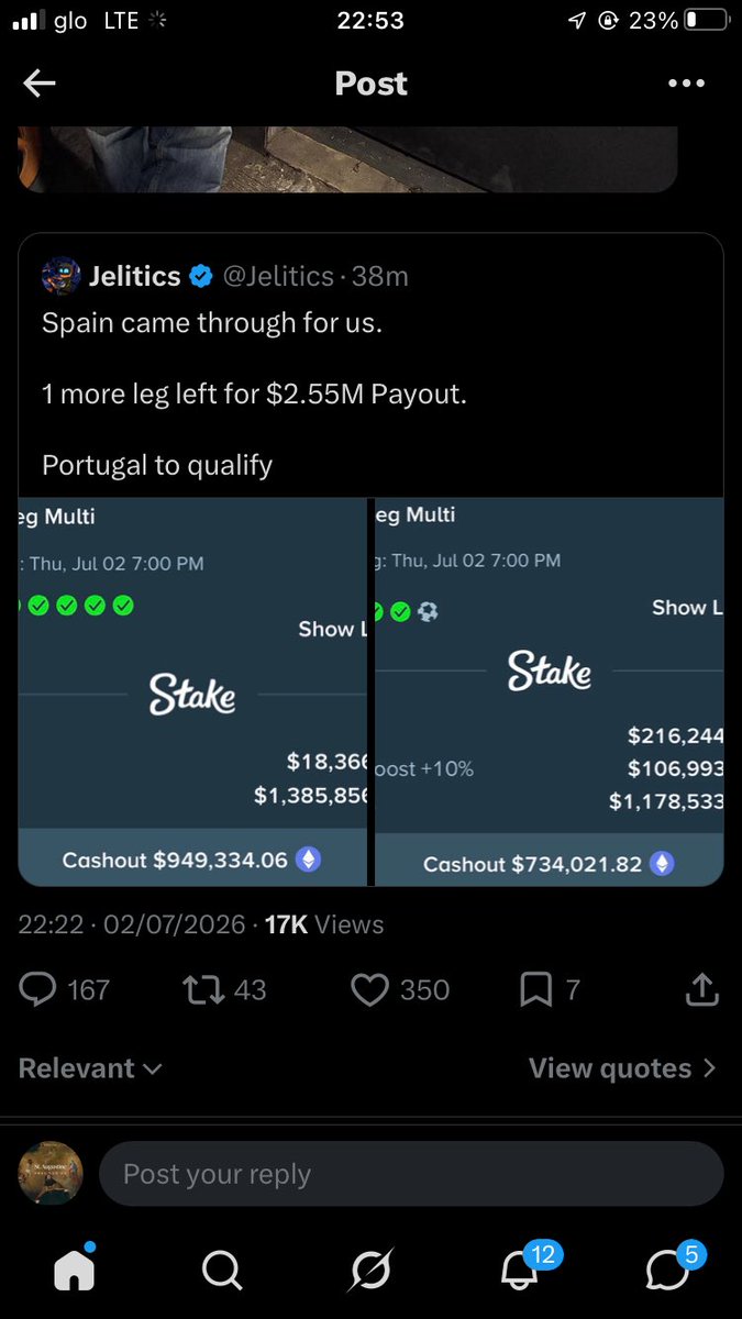 exodus1960's tweet photo. @Jelitics Don’t worry Portugal will qualify,please remember me here is my STAKE ID……Emele12 https://t.co/5m6X3tmPLi