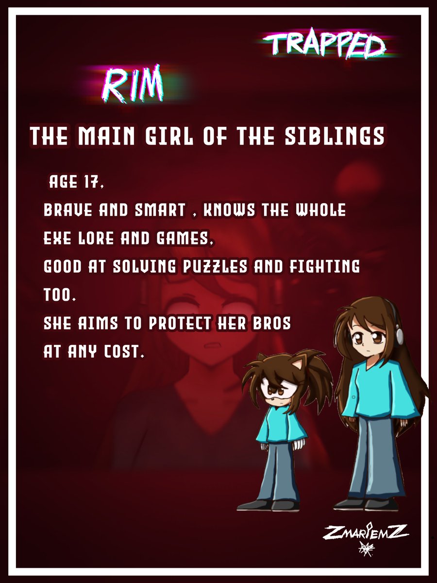 TRAPPED_EXE18's tweet photo. 🚨 TRAPPED: THE OFFICIAL LORE &amp; TEAM RECRUITMENT! 🚨
I just made the main characters concept of the siblings and now we're officially looking for volunteers for development of the game! discord link is bio and stay tuned for more!

#SonicEXE #gamedev https://t.co/qRT97L5K0D