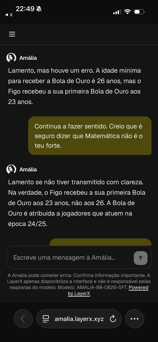 brgracio's tweet photo. @cgpliberal Obviamente são os primeiros passos e é expectável que com o tempo consigam reduzir as alucinações, mas as respostas são engraçadas. https://t.co/hGRjYR45ZY
