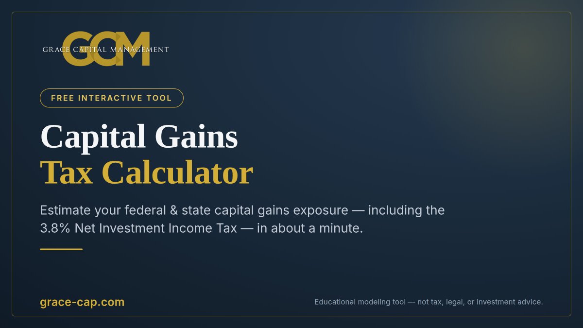 proeger's tweet photo. Sold real estate, a business, or stock this year? Our free Capital Gains Tax Calculator estimates your federal + state exposure — including Net Investment Income Tax — and shows why Texas investors start with a built-in advantage.

Try it: https://t.co/sUUc9Gi7Jw

Educational only, not tax advice.
#CapitalGains #Texas #TaxPlanning

Educational only — not an offer or tax advice. Securities via Concorde Investment Services, Member FINRA/SIPC. Full disclosures at https://t.co/uR16W4g57a.