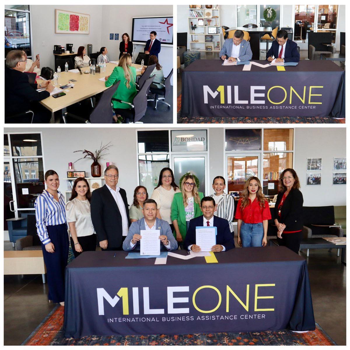 consulmexlaredo's tweet photo. Firmamos un MoU con aliado @MileOneInc como parte de la 6ª edición del #PCEME en Laredo. Este acuerdo permitirá proporcionar recursos, asesoría, capacitación y acompañamiento a negocios liderados por 7 participantes, fortaleciendo capacidades para hacer crecer emprendimientos. https://t.co/bXowjFhnn8
