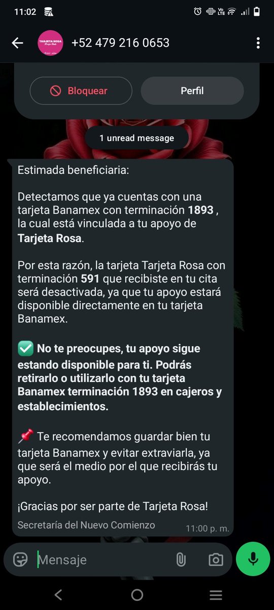 Angels_Bonilla's tweet photo. @noticiasvesp Les envía este mensaje y las titulares nunca han tenido cuenta alguna en Banamex a dónde va ese dinero q no reciben?? https://t.co/h8OkMOgepR