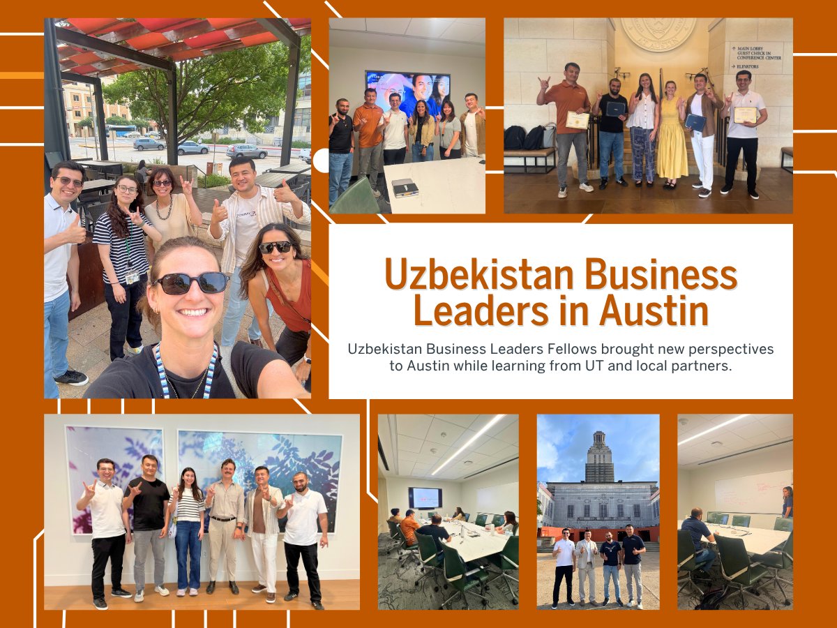 UTexasGlobal's tweet photo. Austin’s innovation scene went global this month. 🌎

Four Uzbekistan Business Leaders Fellows joined Texas Global for a cross-cultural business exchange with placements, workshops, and startup connections.

@usembtashkent @AC_Global @EnergyUT @AustinAIHub @opportunity_atx https://t.co/m3ujPiphve