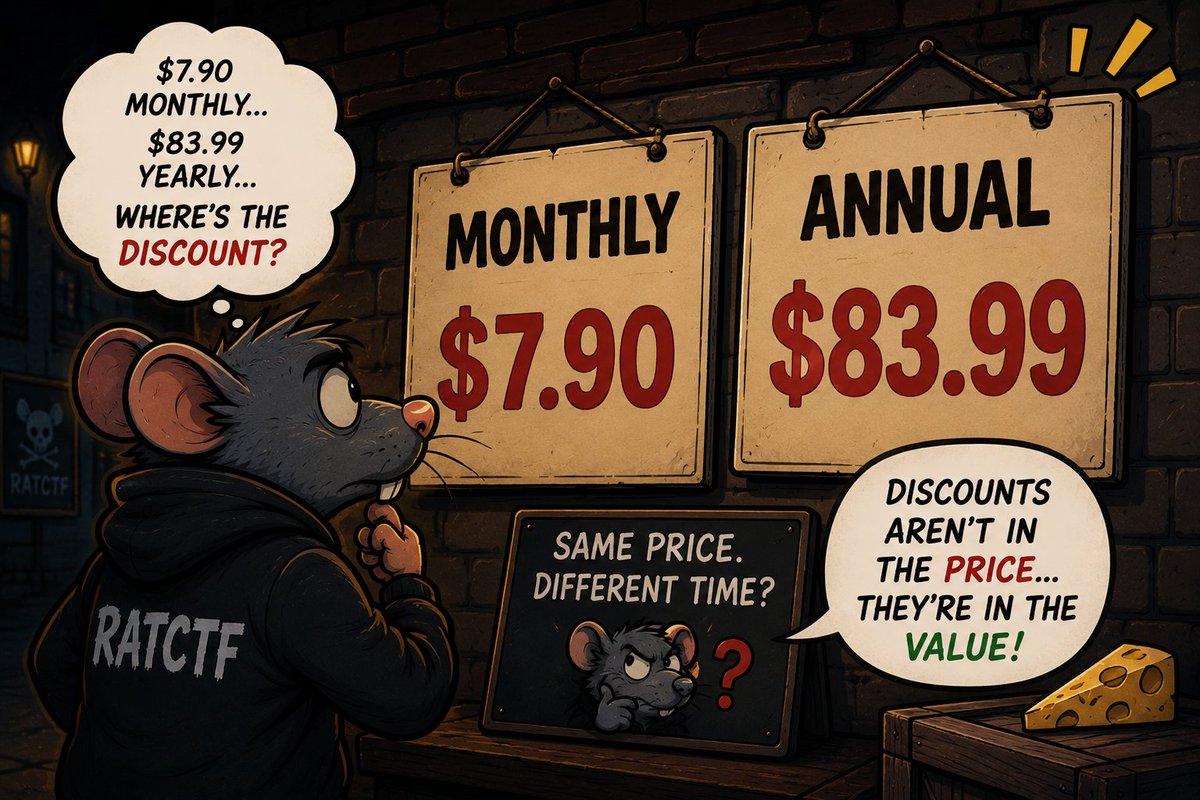 ratctf's tweet photo. If you're interested in joining RatCTF, leave a "+" in the comments or send me a DM, and I'll provide you with a discount code. @theXSSrat  #hacking #ctf #cyberday https://t.co/kYHIgW3w48