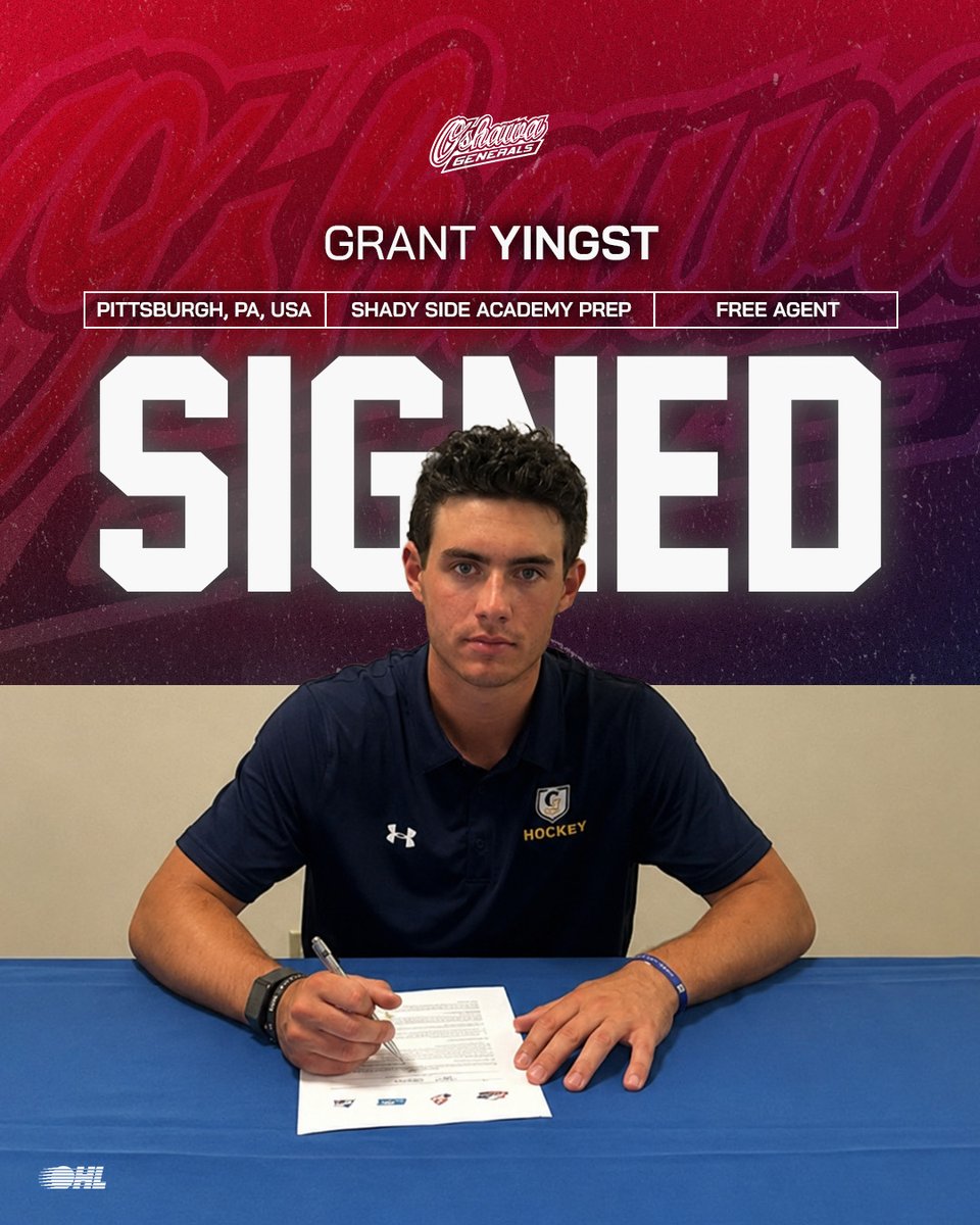 Oshawa_Generals's tweet photo. The Oshawa Generals have signed Grant Yingst to an OHL Scholarship and Development Agreement.
#GensNation https://t.co/bA1Cn1dEu6