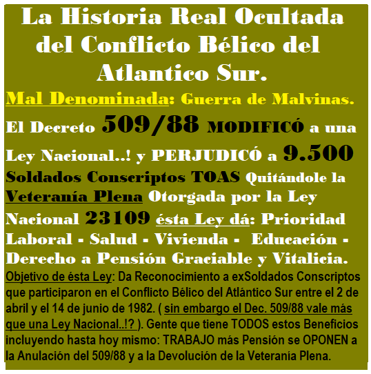 CSVToasRctan8's tweet photo. @C5N
@ConcertaTOAS
@elcancillercom
@TGCarlosPresti
@MinDefensa_Ar
@KarinaMileiOk
ANULAR DECRETO 509/88 Y DEVOLVER VETERANIA PLENA A 9500 SOLDADOS CONSCRIPTOS TOAS DE 1982
#NoTodoPasoEnMalvinas https://t.co/jCU0Okd6nH