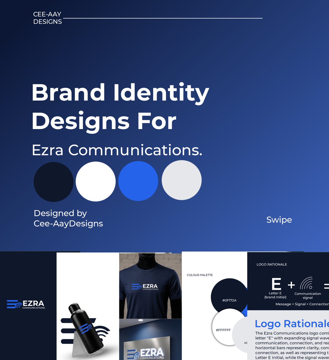 _cee_aaydesigns's tweet photo. Every brand has a story and it's my job to make sure it is told visually.
With that came the brand identity created for Ezra Communications.
Follow for more. https://t.co/X85nTLlg5t