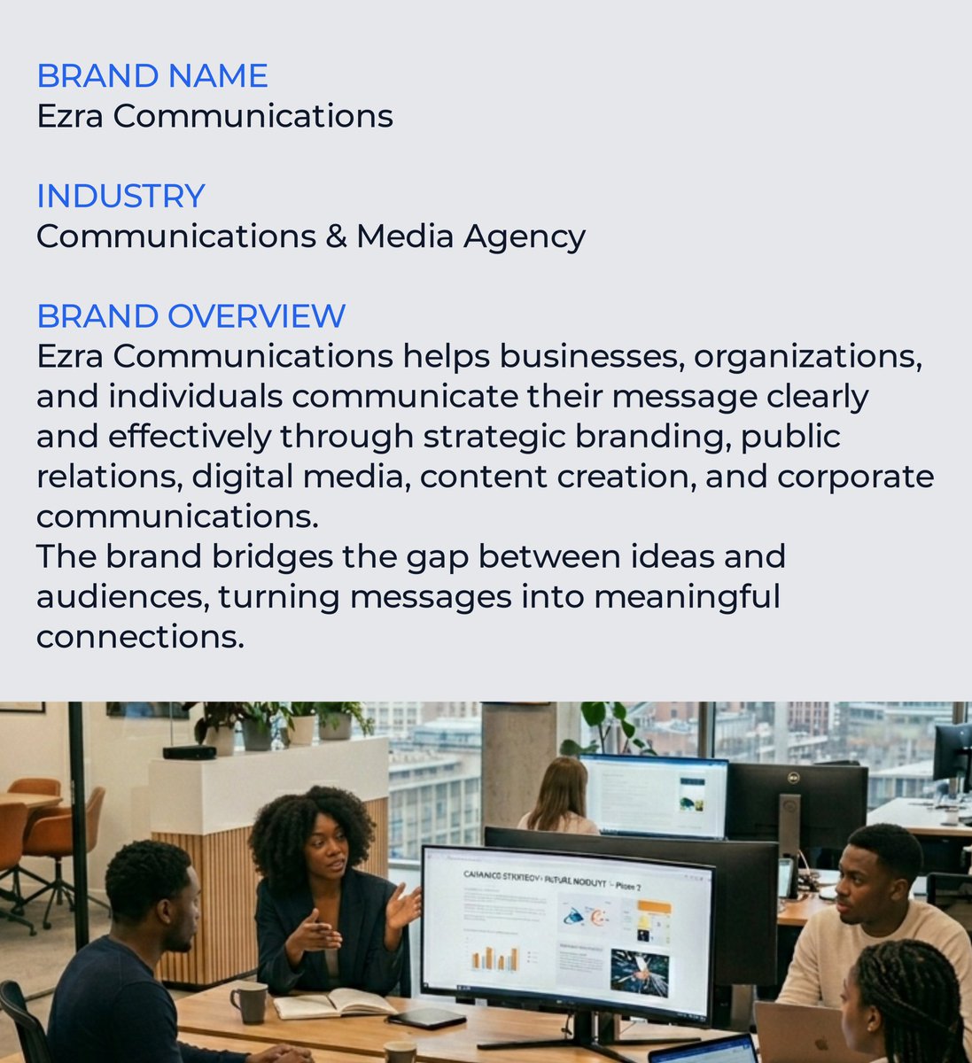 _cee_aaydesigns's tweet photo. Every brand has a story and it's my job to make sure it is told visually.
With that came the brand identity created for Ezra Communications.
Follow for more. https://t.co/X85nTLlg5t