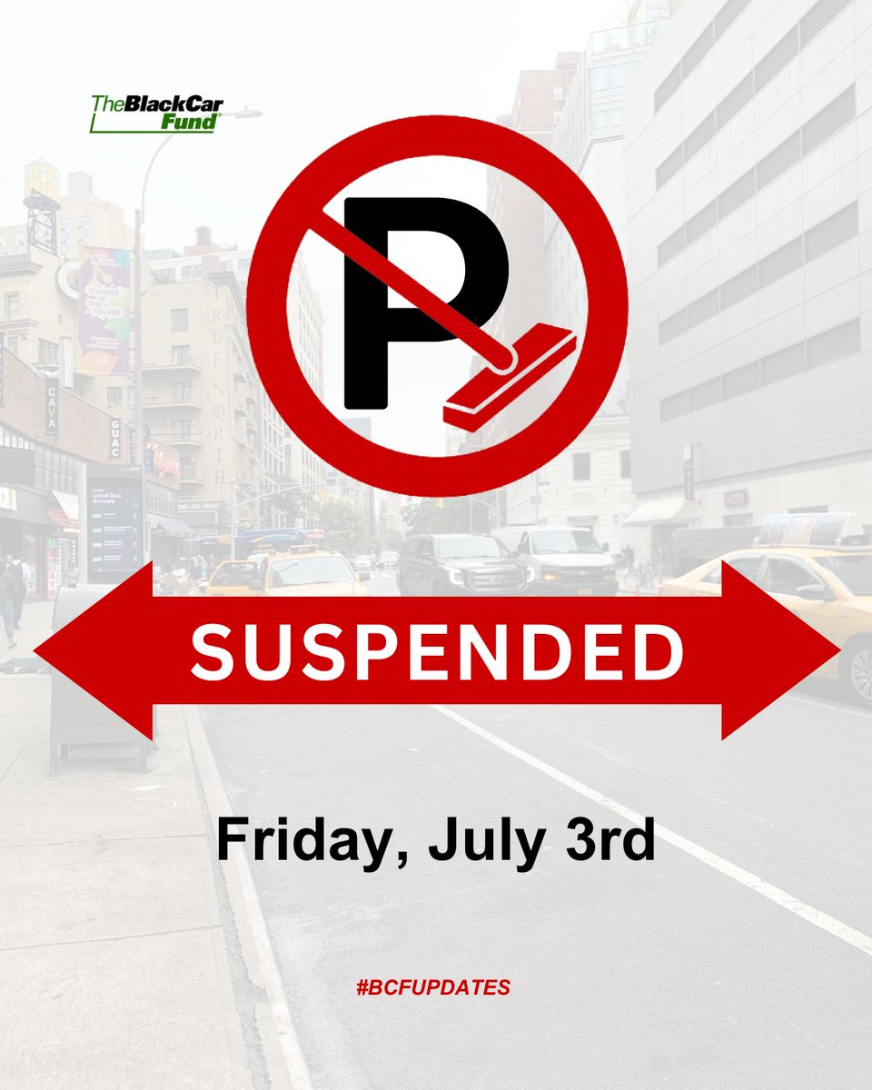 NYBCF's tweet photo. Alternate Side Parking (ASP) rules will be suspended on Friday (7/3), 2026, in observance of 4th of July. Parking meters will also be suspended that day.
#ASPSuspended #AlternateSideParking #NYCASP #TheBlackCarFund #NYBCF #NYS #NYC https://t.co/7VhIuzWt9u