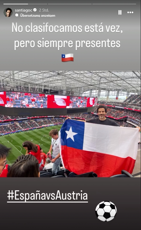 JuttaFreudig's tweet photo. #MusketeersEurope #Football fan ⚽️🇨🇱#SantiagoCabrera attending the football match 
#Spain 🇪🇸 vs #Austria 🇦🇹 during #FIFAWorldCup2026 ⚽️ in #LosAngelesStadium tonight https://t.co/ZgFNEPJ0fc
