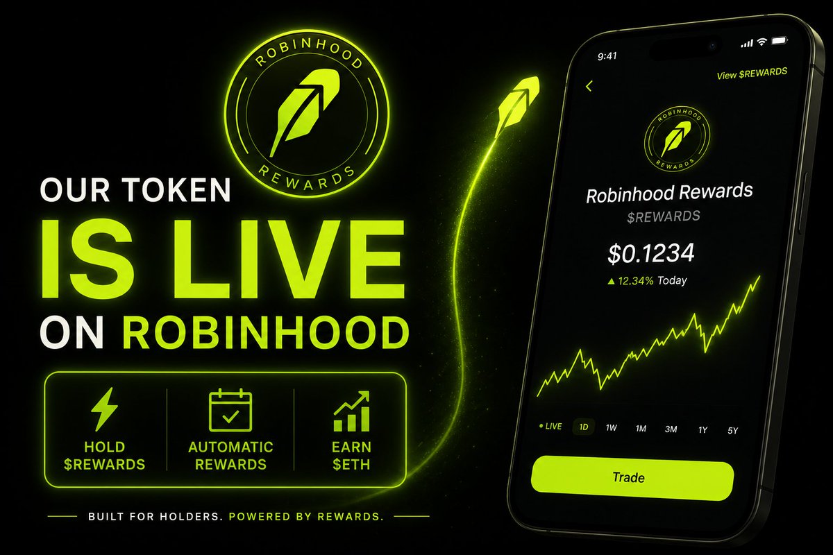 RHoodRewards's tweet photo. Live on @RobinhoodApp!

Buy $REWARDS to automatically earn $ETH 

0x97aA8dD7E7c1D883471F22aeeeb5E9c0c9082082 https://t.co/RpG7fPQLIr