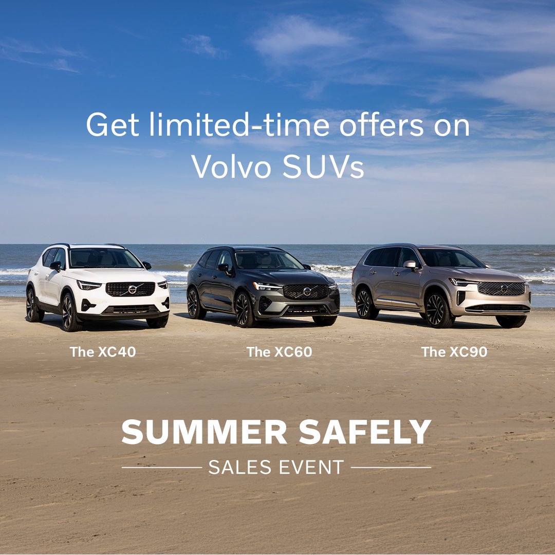 HC_Volvo_Texas's tweet photo. Longer days. Bigger adventures. Smarter drives. ⛱️

The Volvo Summer Safely Sales Event has arrived. Discover exceptional offers on the Volvo lineup and find the perfect companion for every summer journey. https://t.co/q6mgLpsHPo