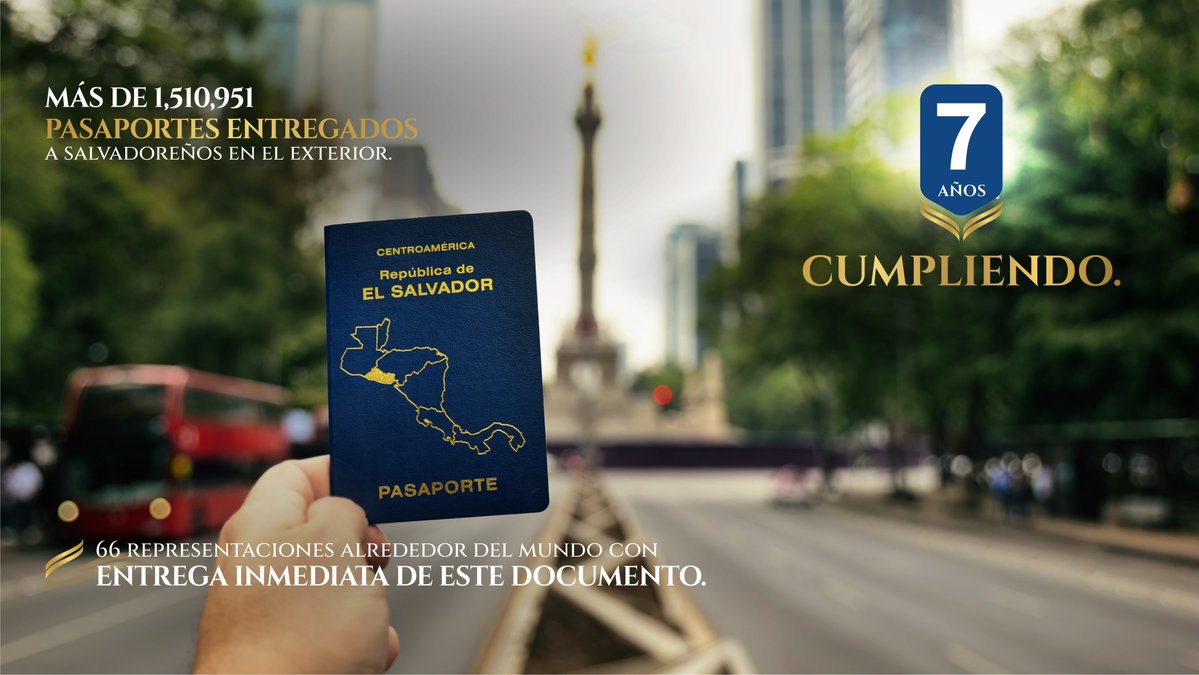 ESAenCalifornia's tweet photo. 🇸🇻🤩 Con el sistema de entrega inmediata de pasaportes en 66 ciudades del mundo, seguimos acercando servicios ágiles y eficientes a nuestra #DiásporaSV.

#7AñosCumpliendo con más de 1.5 millones de pasaportes entregados. https://t.co/p3duwdGfxr