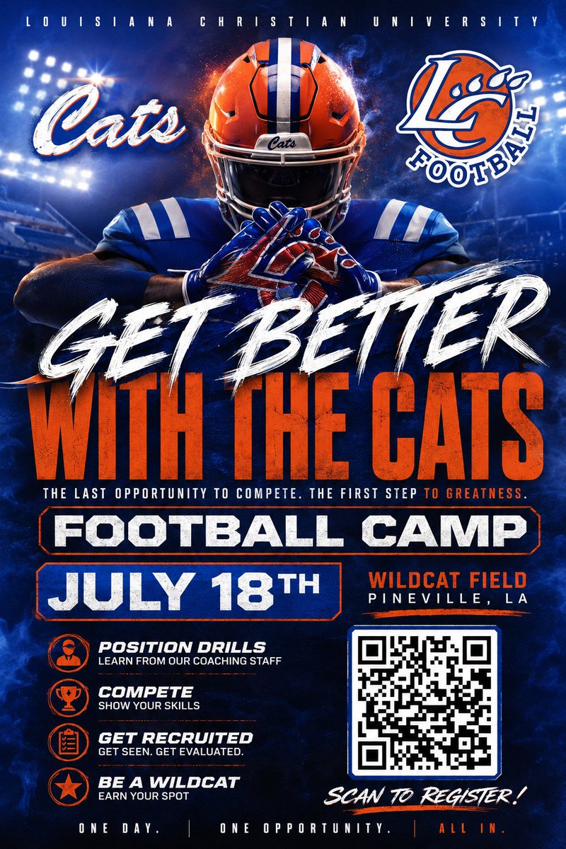 CoachCoryYork's tweet photo. As we turn the page into July we have one more opportunity for you to showcase your talent in front of our staff. DON’T MISS THIS OPPORTUNITY!!!!

#GeauxCats #4Pillars #Lagniappe https://t.co/zueHFiwWpH