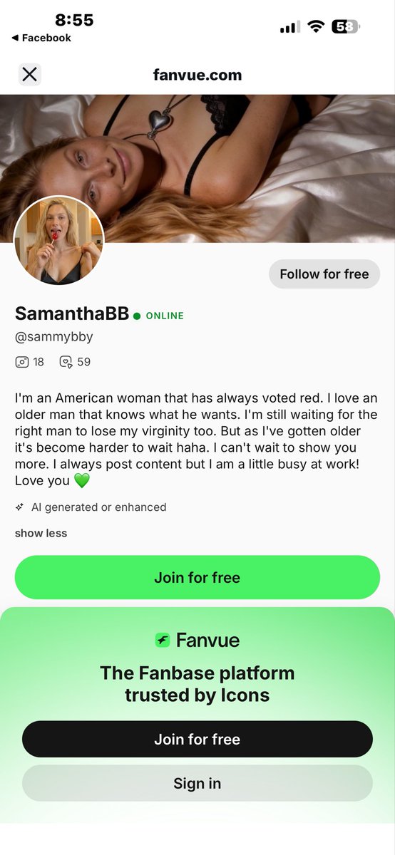adevinchat's tweet photo. @BruceF852682 Samantha here is just here to sell her AI OnlyFans. This is from their Fanvue page https://t.co/qnjL09dzde