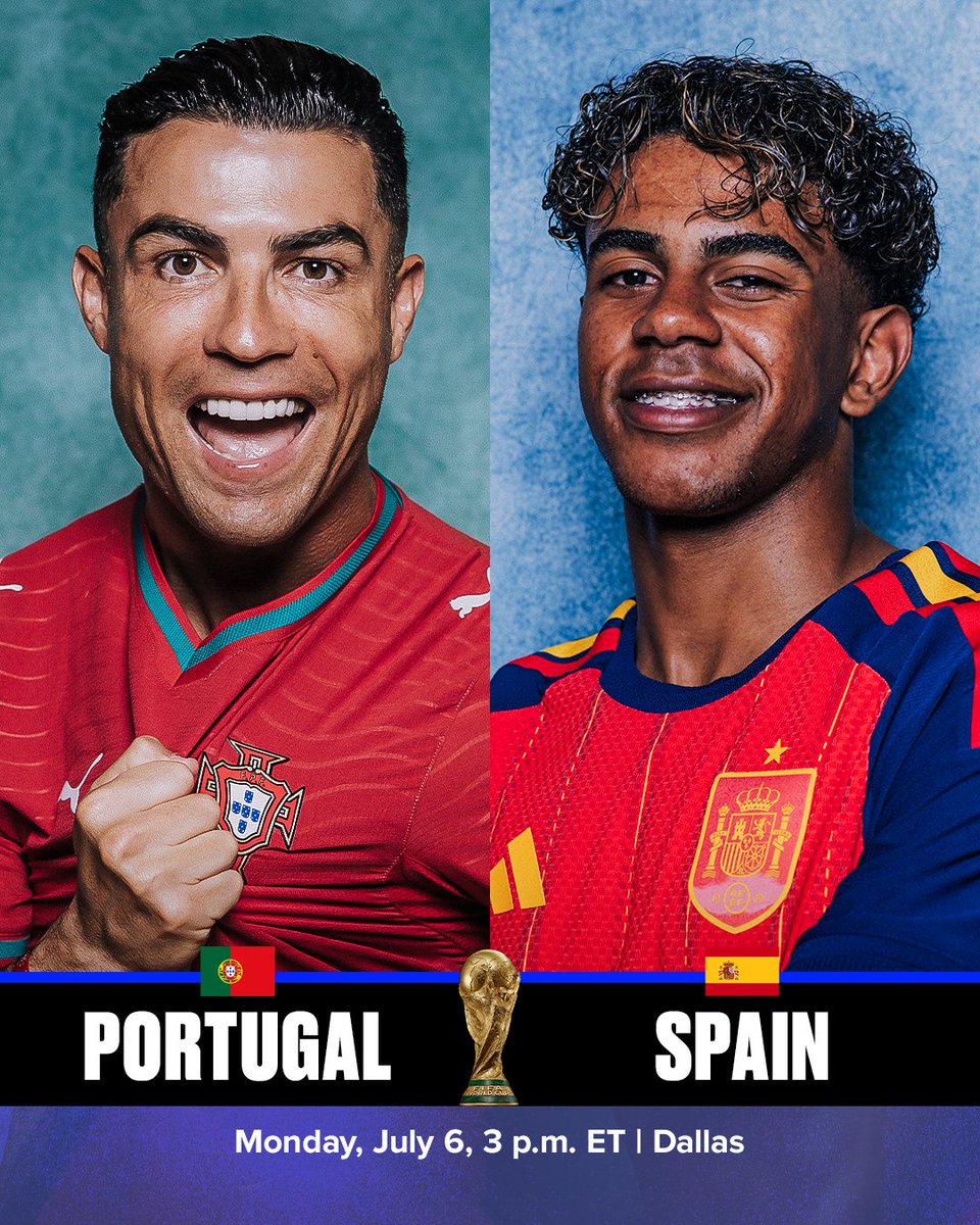 brfootball's tweet photo. 41-year-old Ronaldo vs. 18-year-old Lamine

Portugal vs. Spain 

This Round of 16 tie is gonna be good 🔥 https://t.co/XN8l2p6uLI