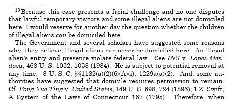 svaneerden's tweet photo. Justice Thomas makes some very interesting observations in footnote 10 of his dissent in the birthright citizenship case: https://t.co/izs69clEQI