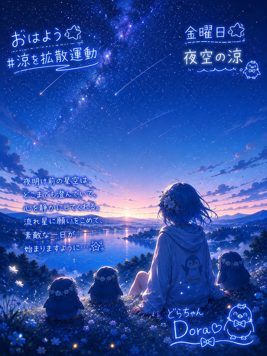 夜空の涼】「空の向こうまで、深呼吸。」 おはよう☀️ 澄んだ空を