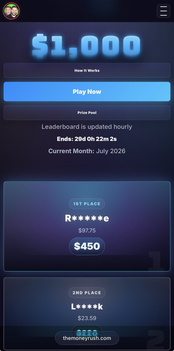 MoneyRushLIVE's tweet photo. Our Luxdrop LB has dropped for July! 

$1000 Monthly Wager LB 🚨

Use code MRUSH on Luxdrop today to get involved and win the top prize! https://t.co/3RFKEu74AP