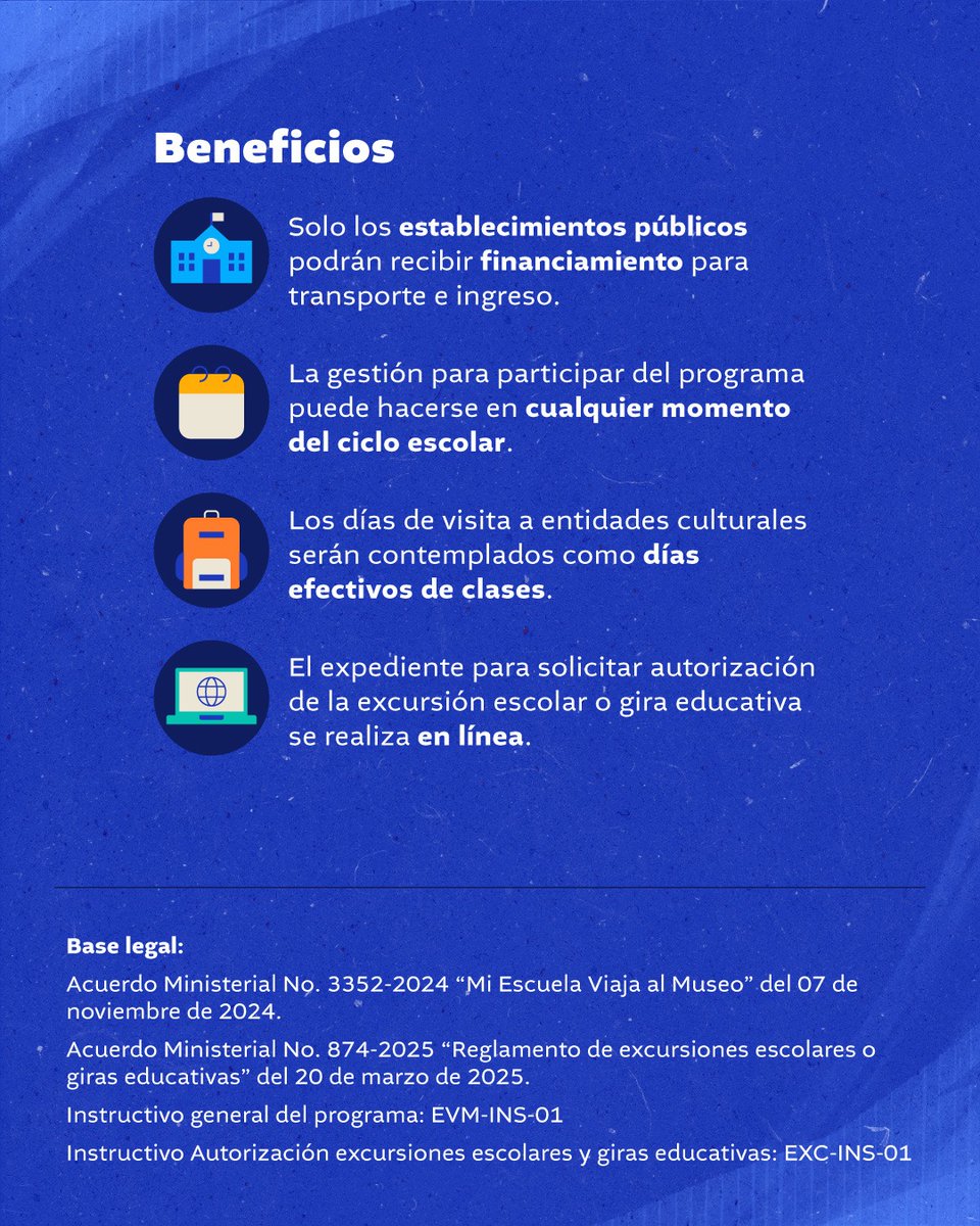 DideduChiqui's tweet photo. Con #MiEscuelaViajaAlMuseo, estudiantes de centros educativos públicos, privados, municipales, por cooperativa y de educación extraescolar pueden visitar museos y sitios arqueológicos.
🗓️ Planifica tu visita 👉 https://t.co/BQzjeFd4ht
#Mineduc https://t.co/OvdyiWXiCx