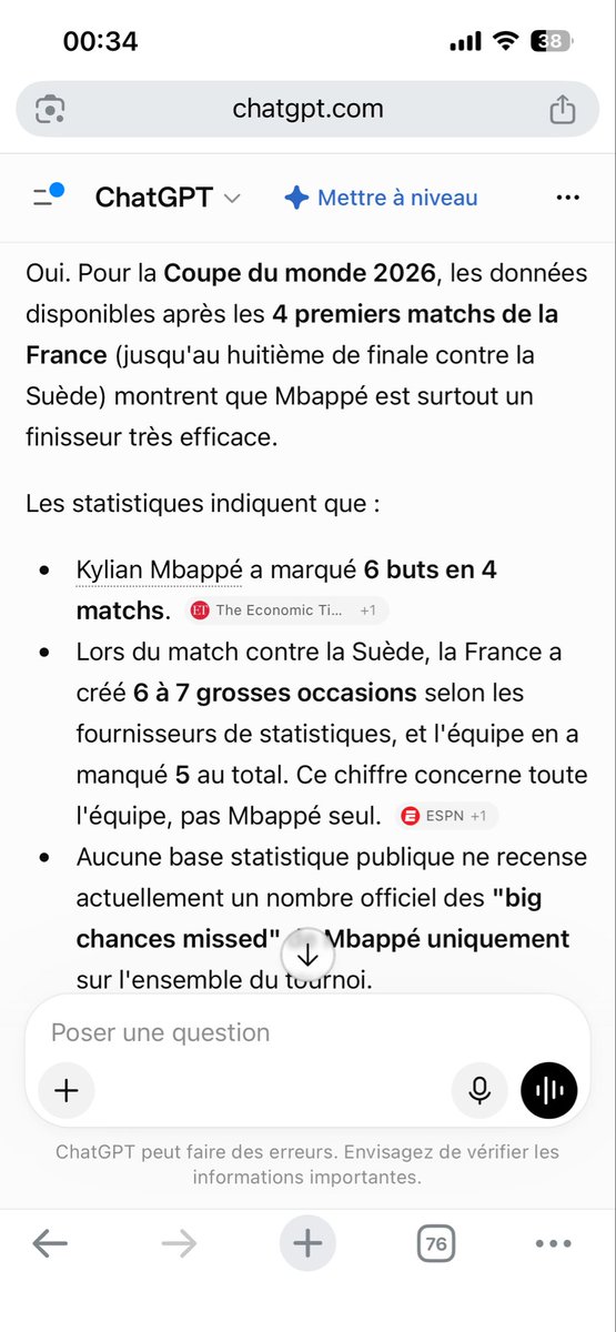 MickducR6s's tweet photo. @nasheitans @ActuFoot_ Voilà j’ai suivi ton petit conseil et bizarrement ChatGPT me dit complètement. L’inverse de toi va falloir arrêter d’avoir des œillères et accepter le fait qu’il soit fort et arrête d’avoir le seum pour rien ou alors j’aimerais bien voir les fameuses statistiques que tu sors https://t.co/IQXdJpIHR5