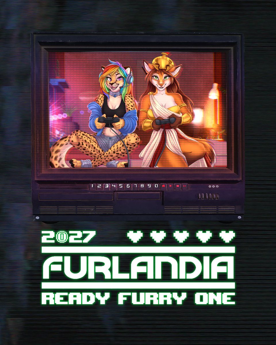 Furlandia's tweet photo. Gamers, are you ready? 🕹️ 

Welcome to the furry side of the digital world. Welcome to...

FURLANDIA 2027: READY FURRY ONE!

Stay tuned for more information coming soon.

#Furlandia2027 #ReadyFurryOne https://t.co/X6y6rMCRSg