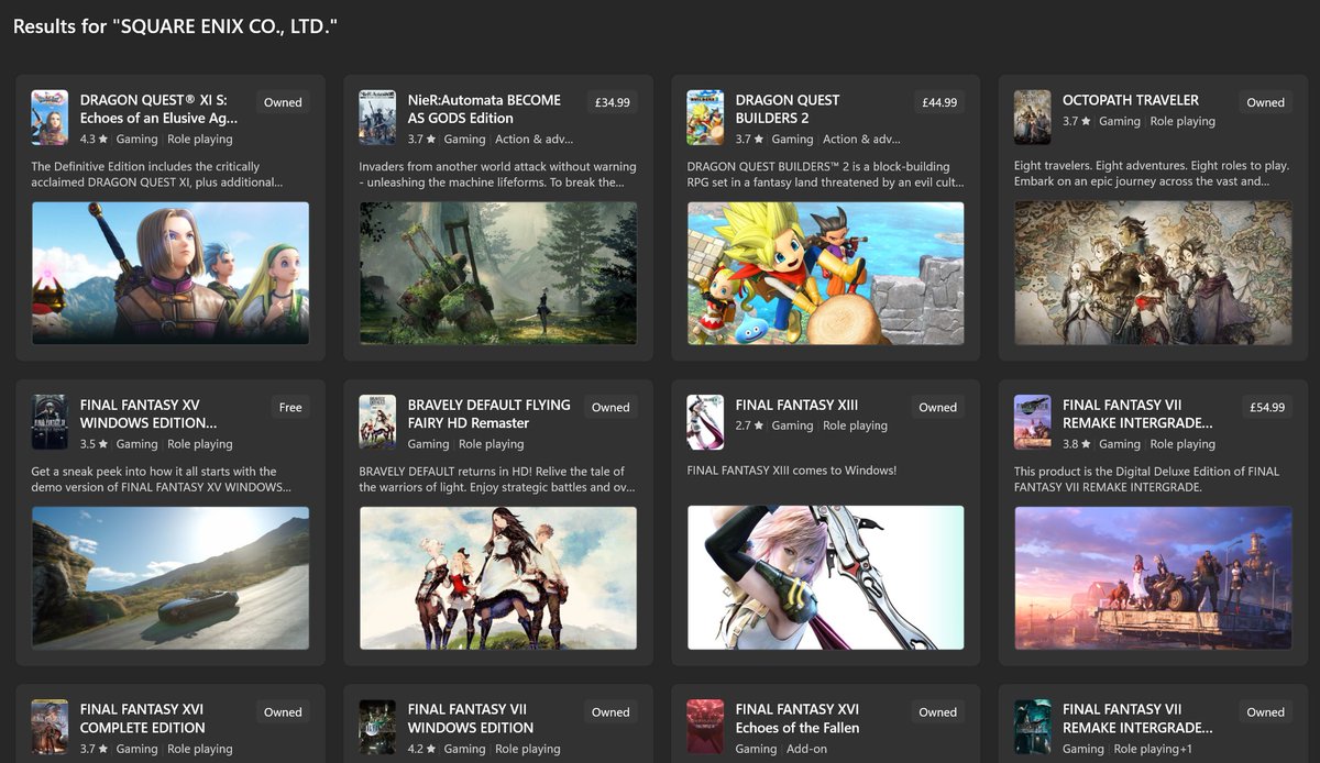 JezCorden's tweet photo. It's kinda crazy that we went from zero Square Enix support to them releasing literally everything on Xbox Series X|S and Xbox Play Anywhere / PC. https://t.co/m4mxQfaEAZ