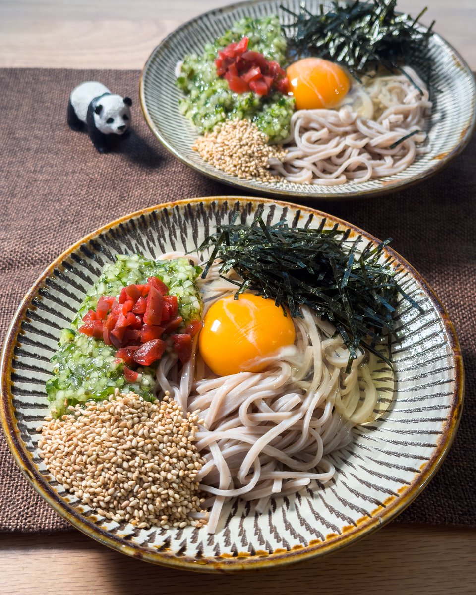 tsm_ppnd's tweet photo. 十割そばダイエット17日目
山形のだし、全卵、食感のアクセントと酸味を加えるカリカリ梅 https://t.co/D9R6N39Cdz