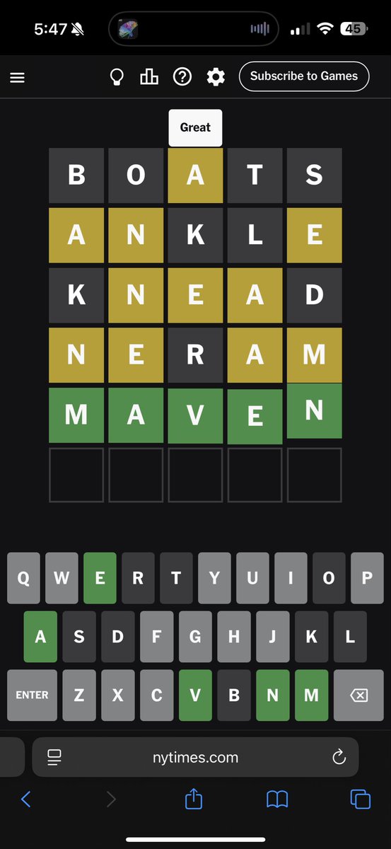 JakeOrion_'s tweet photo. Wordle today goes hard @Maven https://t.co/MNkKlzIVYz