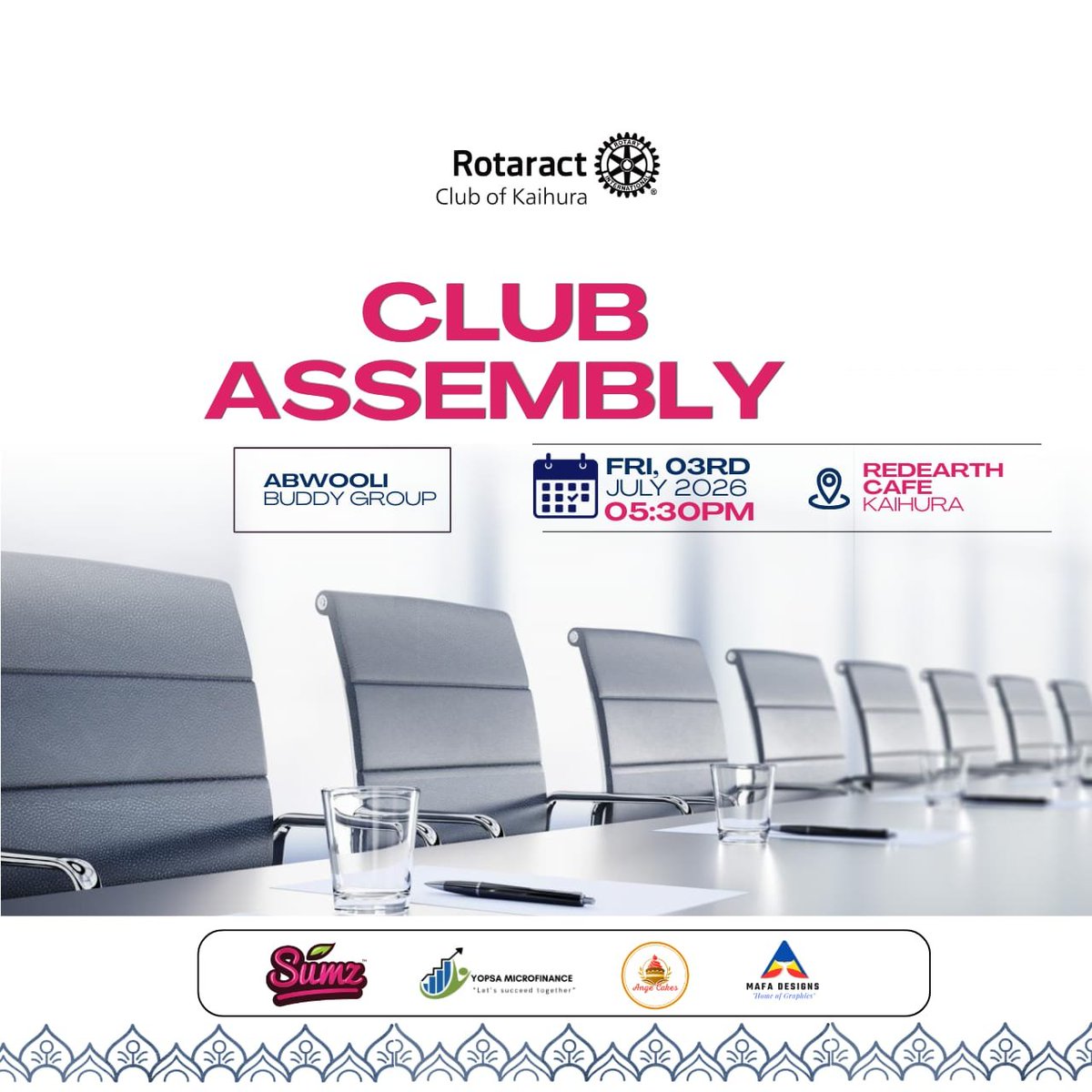 rotaractKaihura's tweet photo. Yes!!!!!
We are @rotaractKaihura💪
Today we start it off with a Club assembly!
Come and realign those plans!
It's Sharing to impact👌
Join us at 4pm at Red Earth Cafe Kaihura.
#Kaihuratotheworld
#empaakolanders
#kaihuramagicdesk
#createlastingimpact
#RotaractLegacy https://t.co/Swjx80tDla