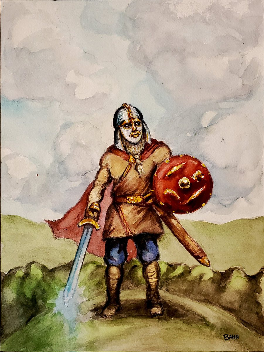 warriorbahn's tweet photo. Sutton Hoo watercolor sketch https://t.co/NNRYy76PdY