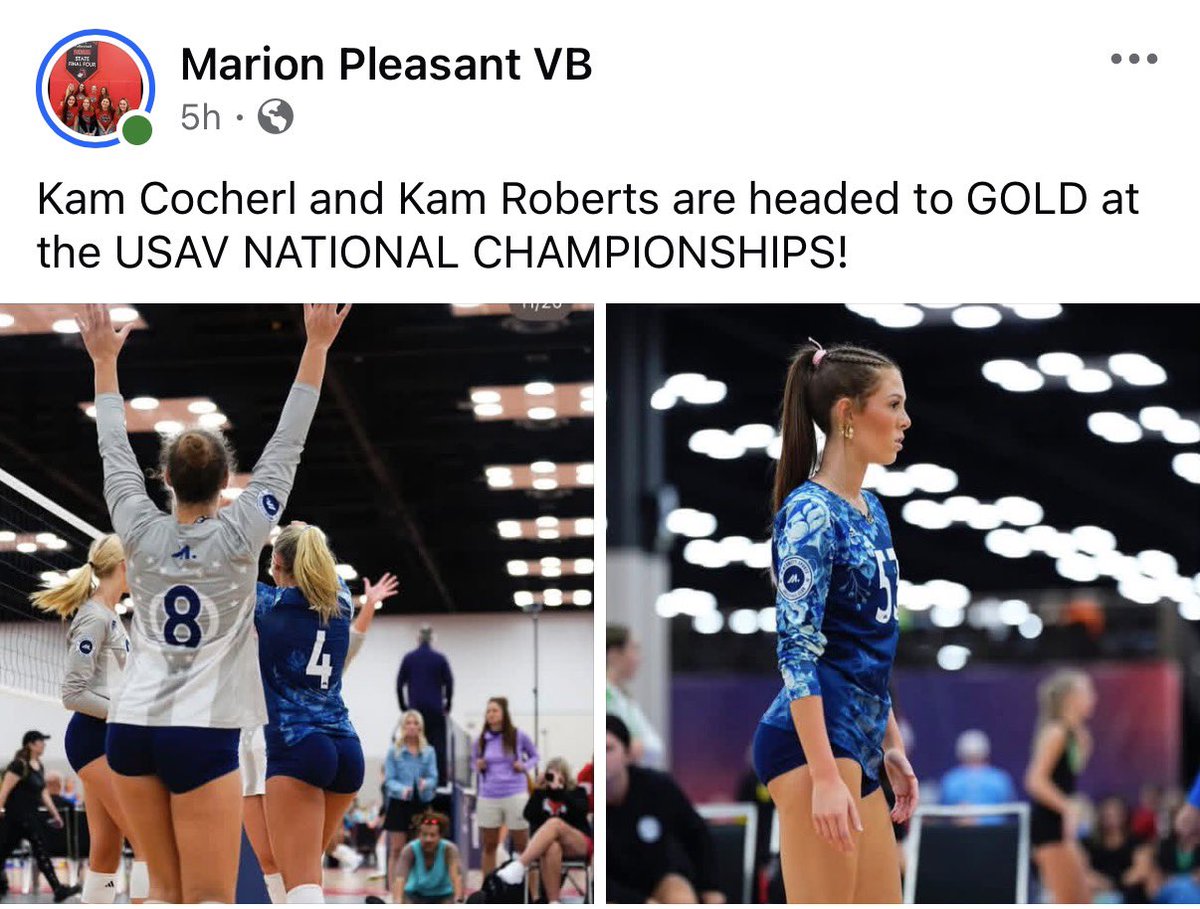MarionPleasantV's tweet photo. Kam Cocherl and Kam Roberts are headed to GOLD at the USAV NATIONAL CHAMPIONSHIPS! https://t.co/KYFRq3PHOw