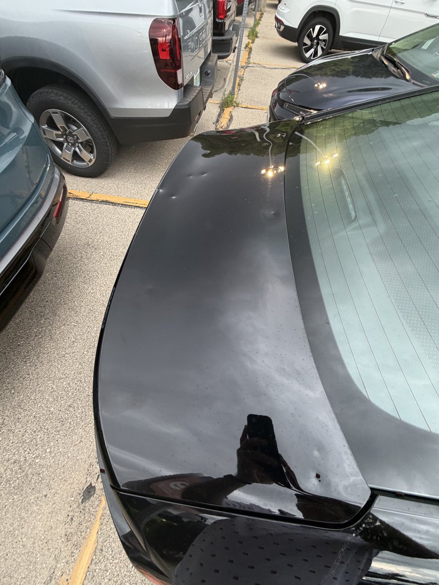 AggieExplorer's tweet photo. You can rent this for $100 a day. It’s just a Honda Accord with a little bit of hail damage. Never mind, the giant dent on top of the door, which is not from hail. https://t.co/69Fdn16unI