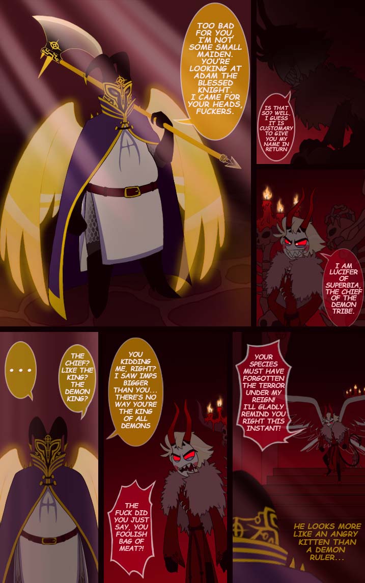 Ka100980129's tweet photo. I decided to redo some pages of my medieval fantasy AU comic and add some more.
#adamsapple #AdamHazbinHotel #LuciferHazbinHotel https://t.co/dX5bwmjJeP