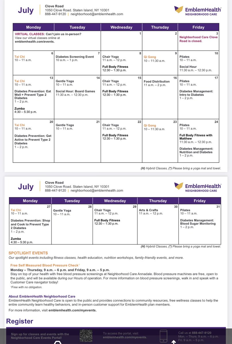 121Council's tweet photo. Free Events &amp; Classes Calendar for July 2026 - Presented by Emblem Health Neighborhood Care Clove Rd 

Register: https://t.co/qOzaBrqEFI https://t.co/MTI7VoRrHU