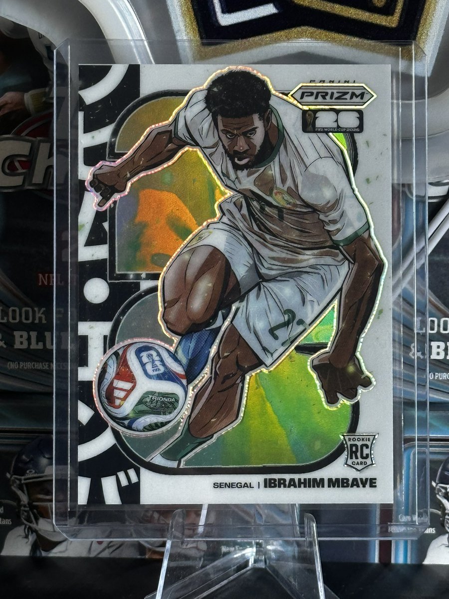 DuoDeckBreaks's tweet photo. Blaster magic is REAL. ✨ MANGA
Ibrahim Mbaye Color Blast Rookie from 2026 Prizm FIFA World Cup. 🔥⚽️

Can't believe this came out of a blaster!

@CardPurchaser https://t.co/2uNpBeV0vI