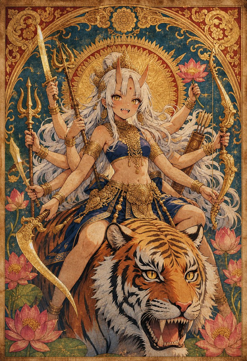 Anime Durga Oni Tiger Goddess