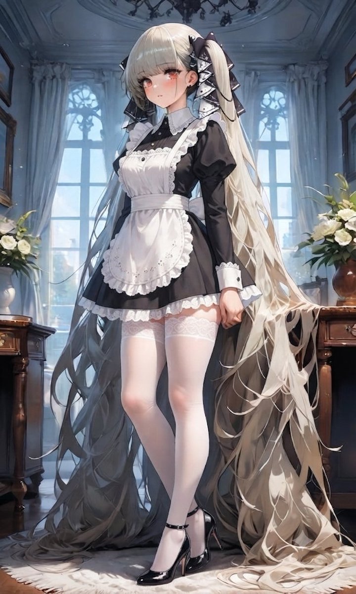 backfrom2784's tweet photo. AI alteration #frenchmaid
#highheels #formidable #AzurLaneFanart https://t.co/z64WqFkxzT