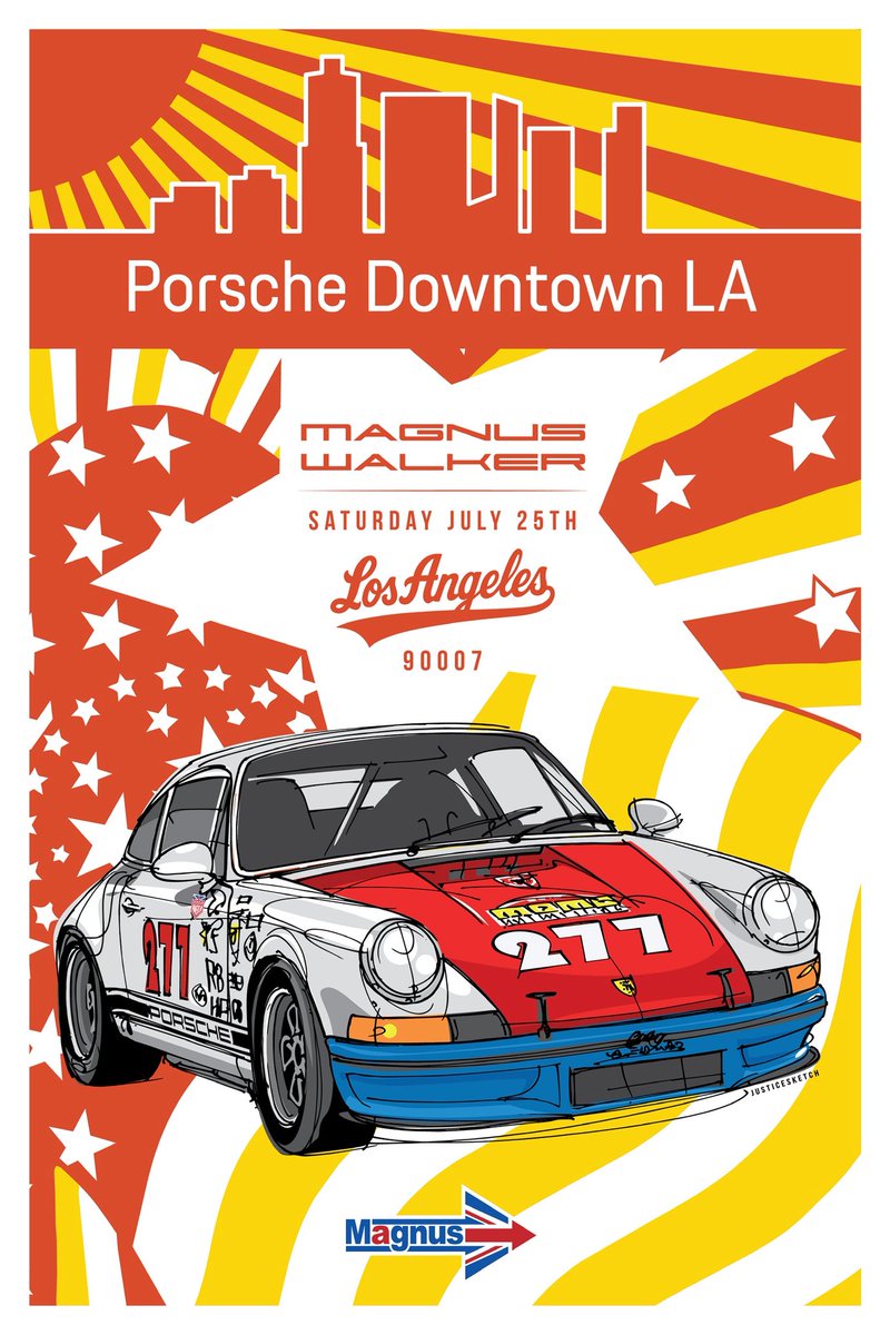 AlanSemsar's tweet photo. Porsche Downtown LA with Magnus Walker July 26 #magnuswalker #dtla Cars &amp; Coffee see you there #LA https://t.co/QFvN83Dzby