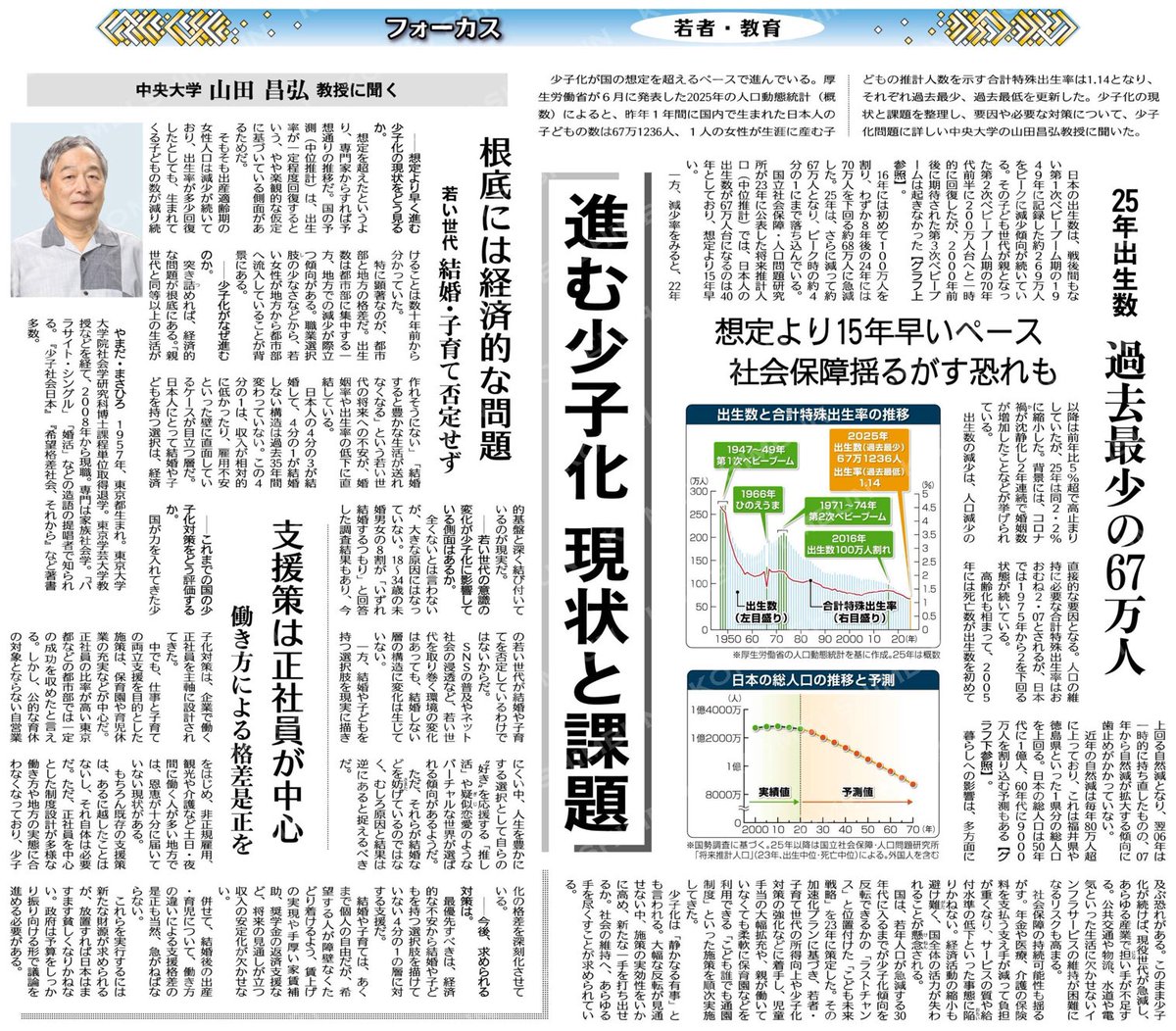 ryu2kamo10's tweet photo. 柏市では、令和7年の出生者数2,708人に対し、死亡者数は4,735人です（令和7年柏市統計書より）

（フォーカス若者・教育）進む少子化現状と課題 

#公明新聞電子版 2026年07月03日付  https://t.co/HQew8iNaHJ https://t.co/fbWM20pJAA