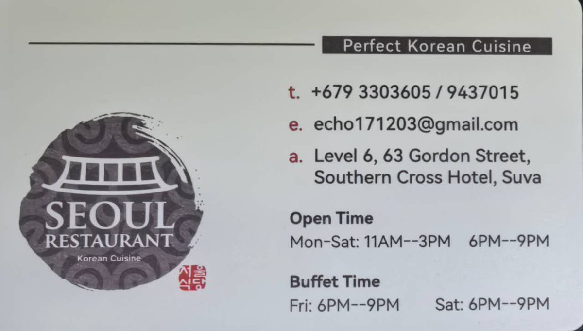 EricLee1451287's tweet photo. Buffet  Day this evening in Seoul Restaurant Suva！Welcome &amp; Enjoy！🍶🍶🍶🍻🍻🍻🍷🍷🍷 #KoreanCuisine #SeoulRestaurant #KoreanBBQ #BBQ #Buffet #SouthernCrossHotel #Fiji #Suva #Restaurant https://t.co/wfLc46jV34