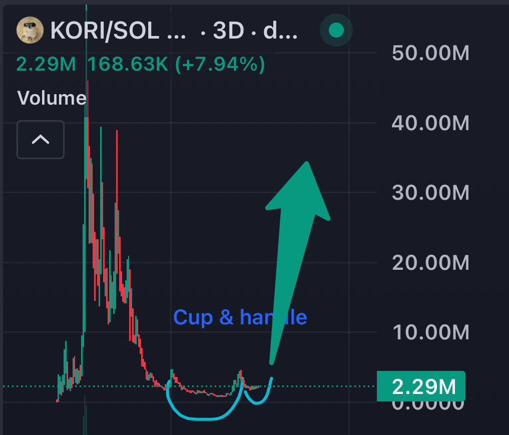 Wrennstigator_'s tweet photo. For over a year $KORI has been forming the largest cup and handle any memecoin has ever seen

Fitting for the biggest memecoin to exist dyor on @pomkori lol https://t.co/zPtpiuWVyr