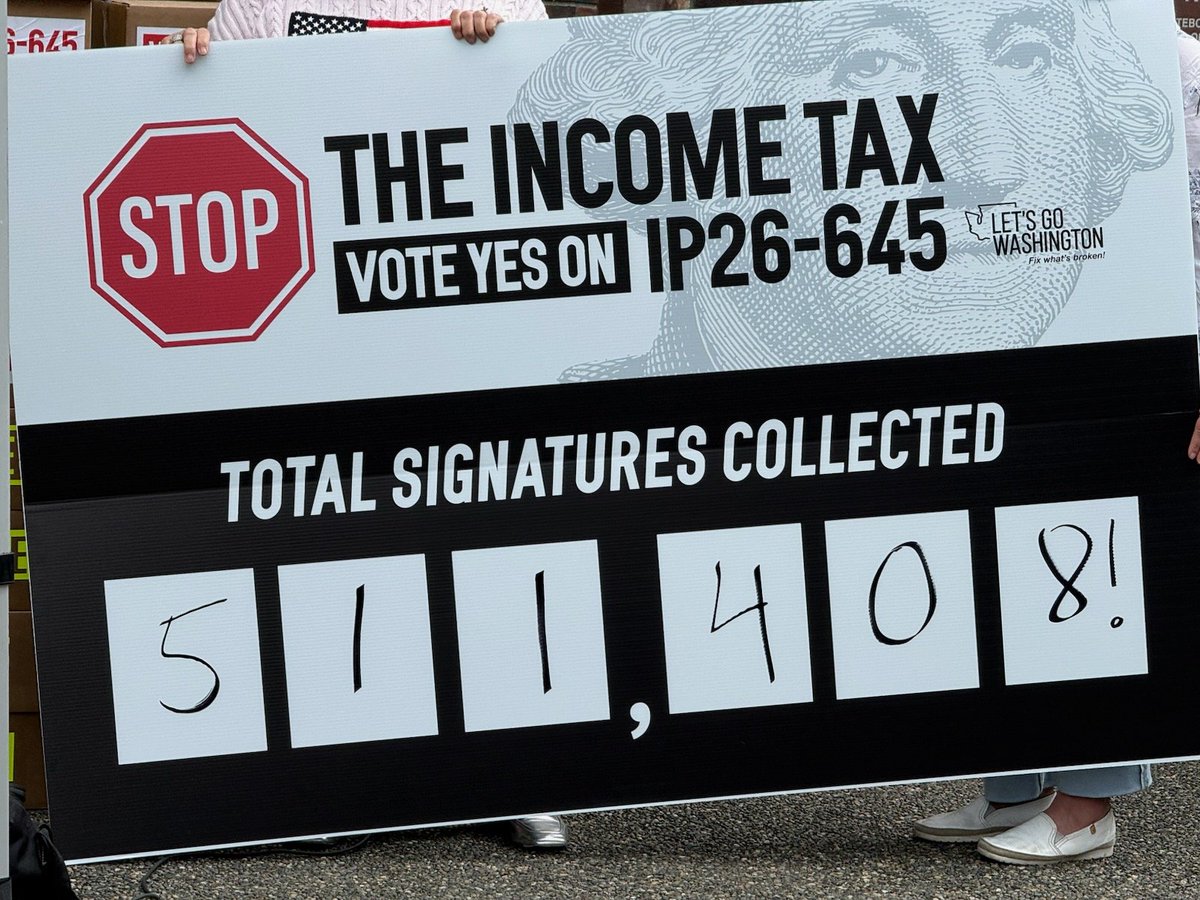 thehoffather's tweet photo. BREAKING: Today, Let's Go Washington is turning in over 511,000 signatures to repeal the Democrats' income tax and more are still coming in! https://t.co/GPDgsTPddb